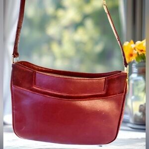 Mark Cross Vintage Burgundy Leather with Gold Tone Hardware Shoulder Bag